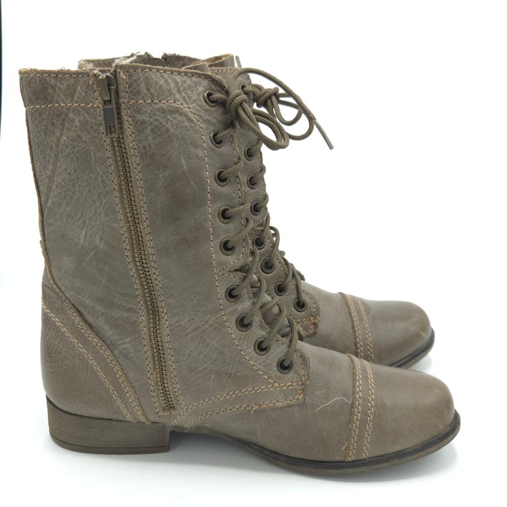 Steve Madden Women's Size 7.5 Troopa combat Boots Distressed Brown Leather - Picture 4 of 12